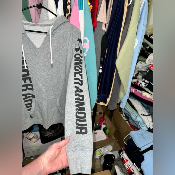 Under Armour Gray Hoodie with Black Logo - Picture 7 of 11